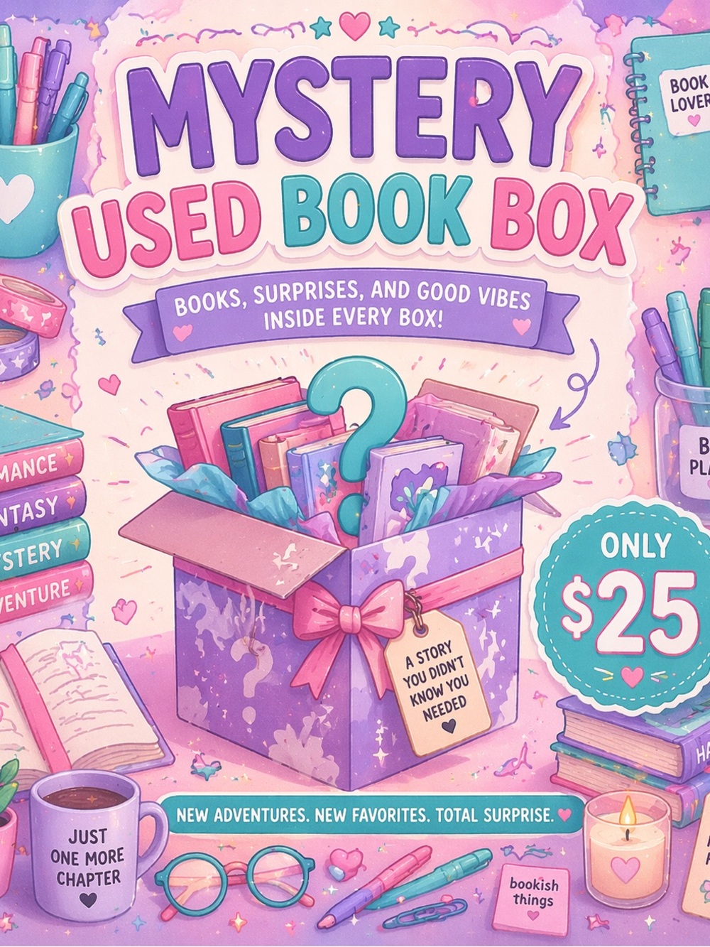 Mystery Used Book Box - Chose Color and Genre